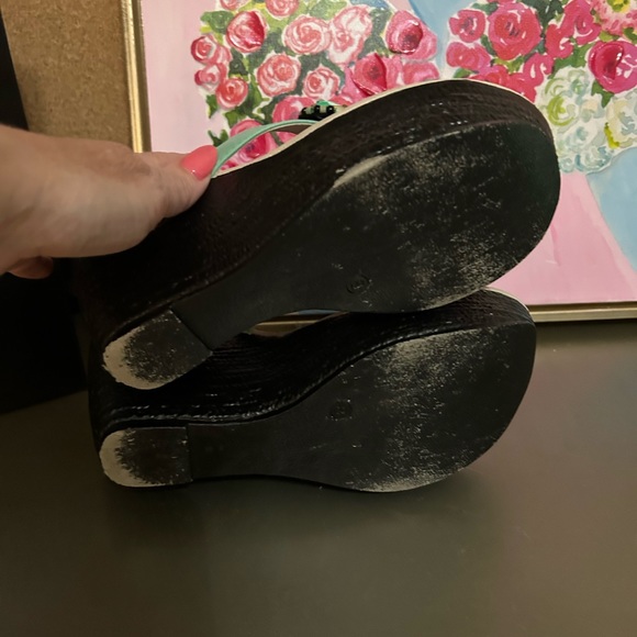 DOLCE by mojo moxy Cabana mint green black jeweled gem wedge size 8 - Picture 6 of 8